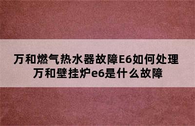 万和燃气热水器故障E6如何处理 万和壁挂炉e6是什么故障